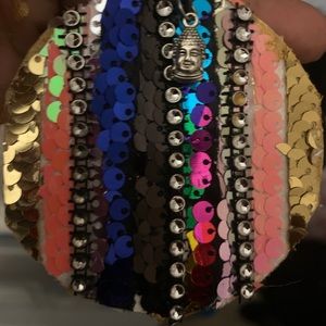Muti colored Sequin with Buddha charm earrings